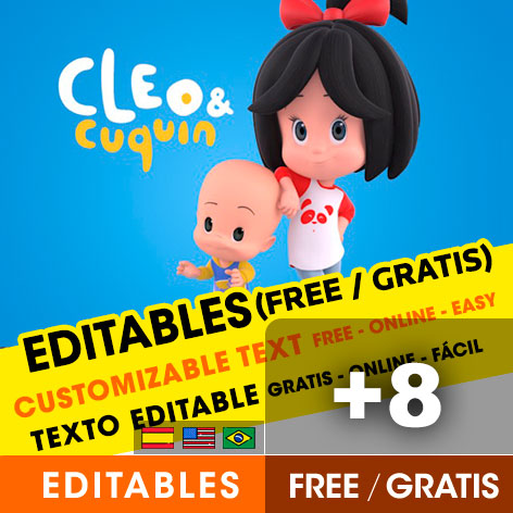 [+8] Free CLEO & CUQUIN birthday invitations for edit, customize, print or send via Whatsapp