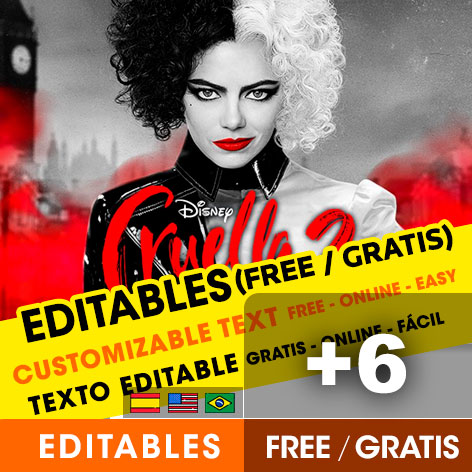 [+6] Free CRUELLA DE VIL birthday invitations for edit, customize, print or send via Whatsapp