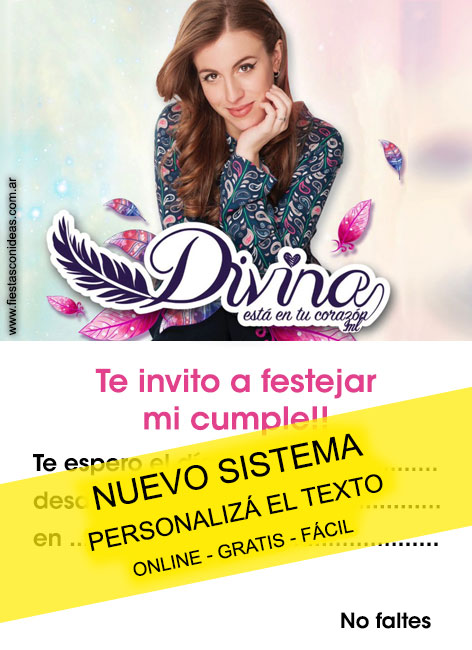 [+3] Free DIVINA, EST&AACUTE;EN TU CORAZ&OACUTE;N birthday invitations for edit, customize, print or send via Whatsapp
