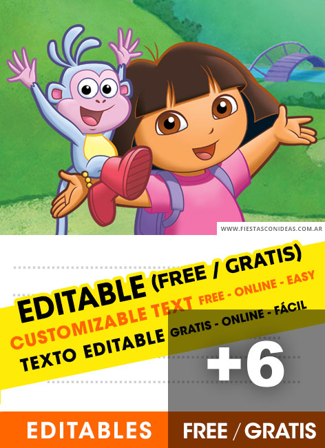 [+6] Free DORA THE EXPLORER birthday invitations for edit, customize, print or send via Whatsapp