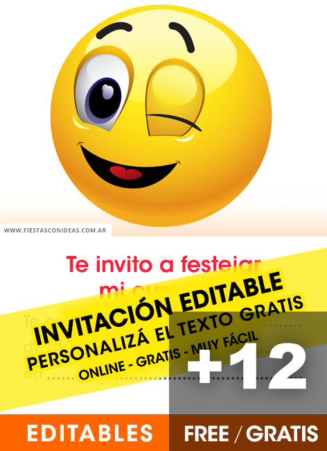 [+12] Free EMOJIS birthday invitations for edit, customize, print or send via Whatsapp