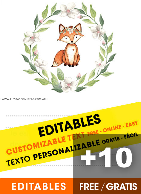 [+10] Free FOX BABY SHOWER birthday invitations for edit, customize, print or send via Whatsapp