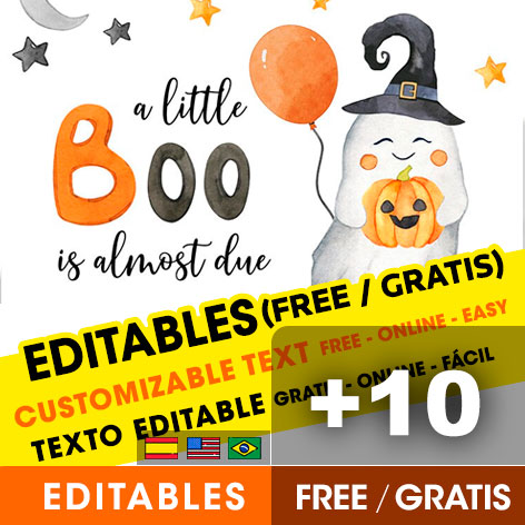 10 Convites de aniversário Chá de bebê Halloween para editar grátis (WhatsApp e Imprimir)
