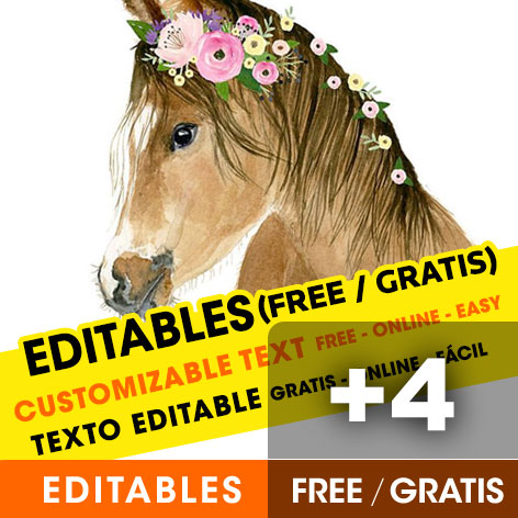 [+4] Free HORSES birthday invitations for edit, customize, print or send via Whatsapp