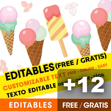 [+12] Free ICE CREAM PARTY birthday invitations for edit, customize, print or send via Whatsapp