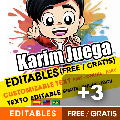 3 Convites de aniversário Karim Juega para editar grátis (WhatsApp e Imprimir)