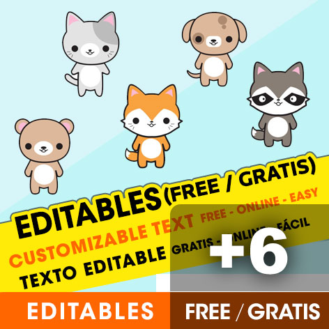 [+6] Free KAWAII ANIMALS birthday invitations for edit, customize, print or send via Whatsapp