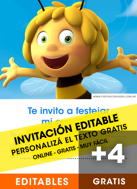 [+4] Free LA ABEJA MAYA birthday invitations for edit, customize, print or send via Whatsapp