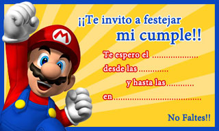 Mario Bros - Tarjeta de Cumpleaños de Mario Bros para imprimir