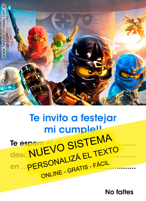 [+4] Free NINJAGO birthday invitations for edit, customize, print or send via Whatsapp
