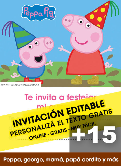 Invitaciones editables de Peppa Pig