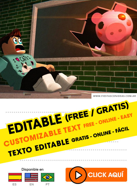 2 Invitaciones De Piggy Roblox Gratis Free Para Editar