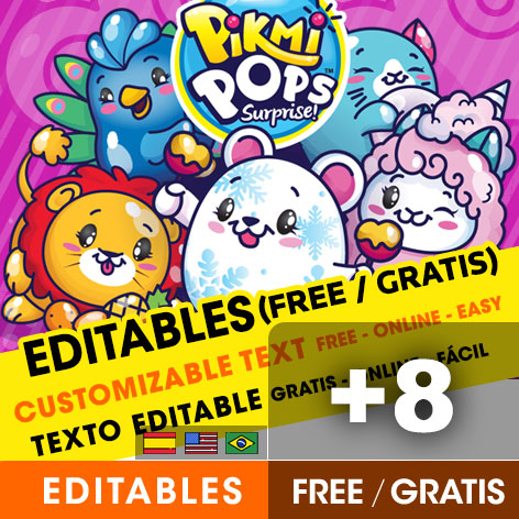 [+8] Free PIKMI POPS birthday invitations for edit, customize, print or send via Whatsapp