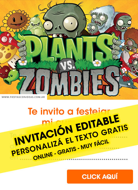 4 Free Plants Vs Zombies Birthday Invitations For Edit Customize Print Or Send Via Whatsapp Fiestas Con Ideas