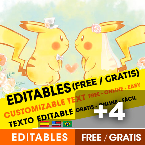 4 Convites de aniversário Festa Casamento Pokemon para editar grátis (WhatsApp e Imprimir)