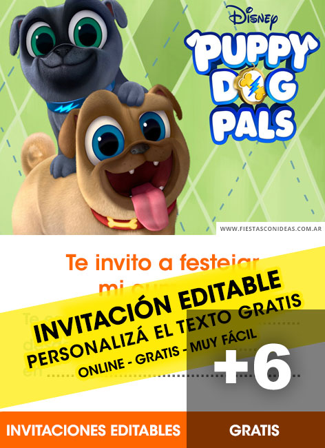 [+6] INVITACIONES de PUPPY DOG PALS Gratis / Free para editar, personalizar e imprimir