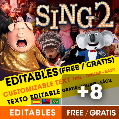 [+8] Free SING 2: COME SING AGAIN! birthday invitations for edit, customize, print or send via Whatsapp