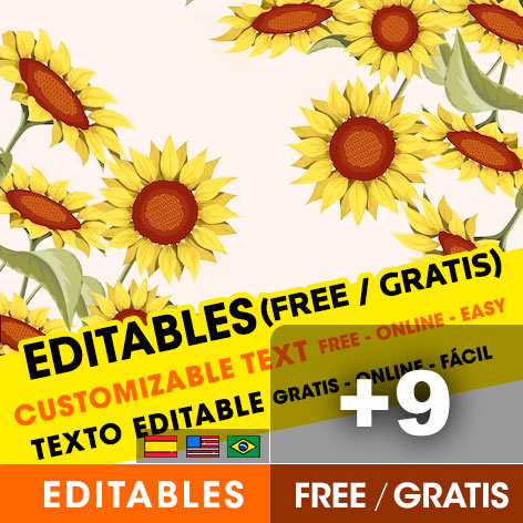 9 Sunflowers party invitation templates free