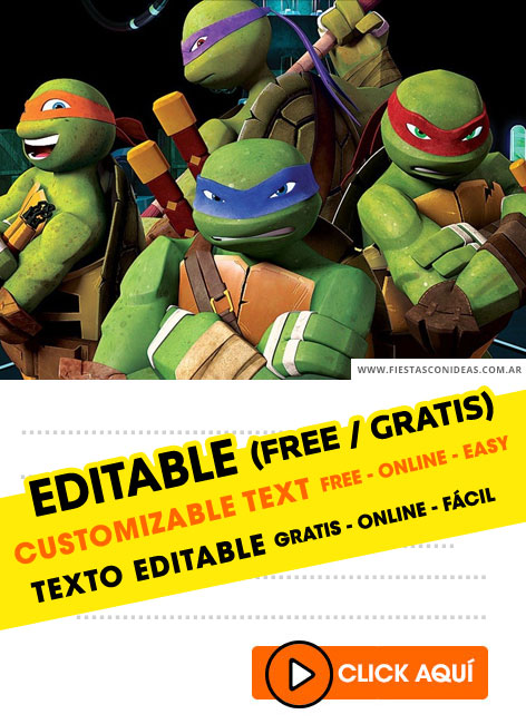 6 Free Teenage Mutant Ninja Turtles Birthday Invitations For Edit Customize Print Or Send Via Whatsapp Fiestas Con Ideas