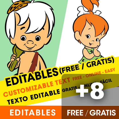 [+8] Free THE FLINTSTONES birthday invitations for edit, customize, print or send via Whatsapp