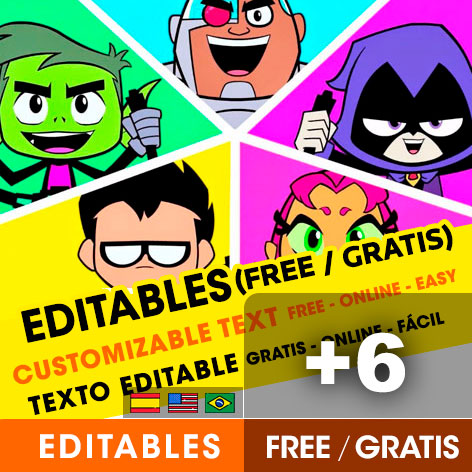 6 Convites de aniversário Os Jovens Titãs em Ação / Teen Titans GO! para editar grátis (WhatsApp e Imprimir)