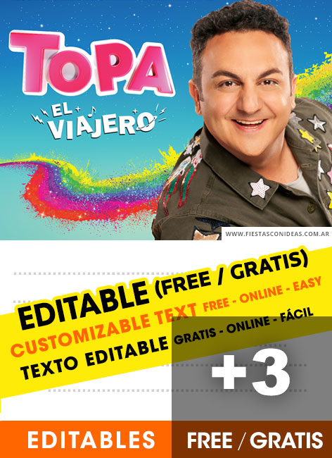 [+3] Free TOPA EL VIAJERO birthday invitations for edit, customize, print or send via Whatsapp