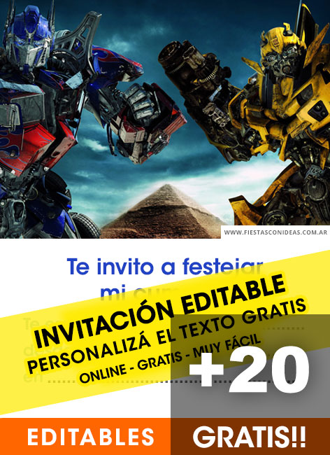 22 Free Transformers Optimus Bumblebee Birthday Invitations For Edit Customize Print Or Send Via Whatsapp Fiestas Con Ideas