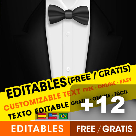 [+12] Free TUXEDO birthday invitations for edit, customize, print or send via Whatsapp