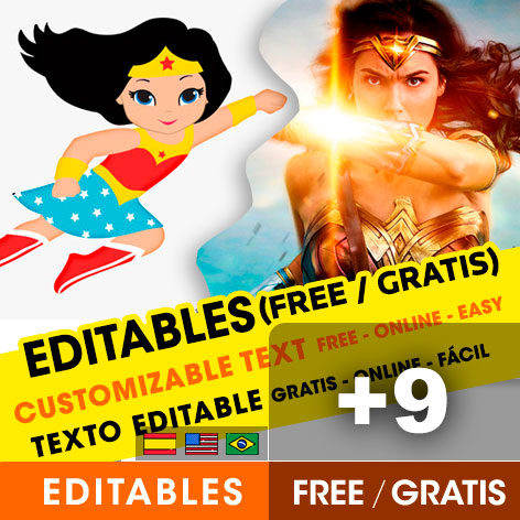 [+14] Free WONDER WOMAN birthday invitations for edit, customize, print or send via Whatsapp