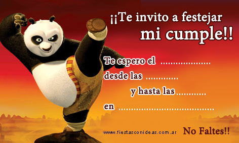 Invitacion de cumpleaños de kunfu-panda